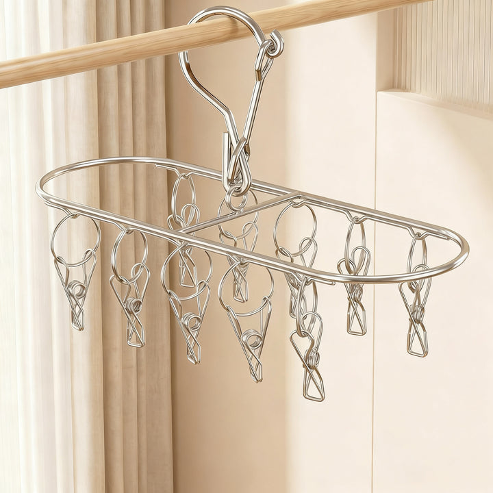 Stainless steel drying rack with 10, 20 or 30 clips