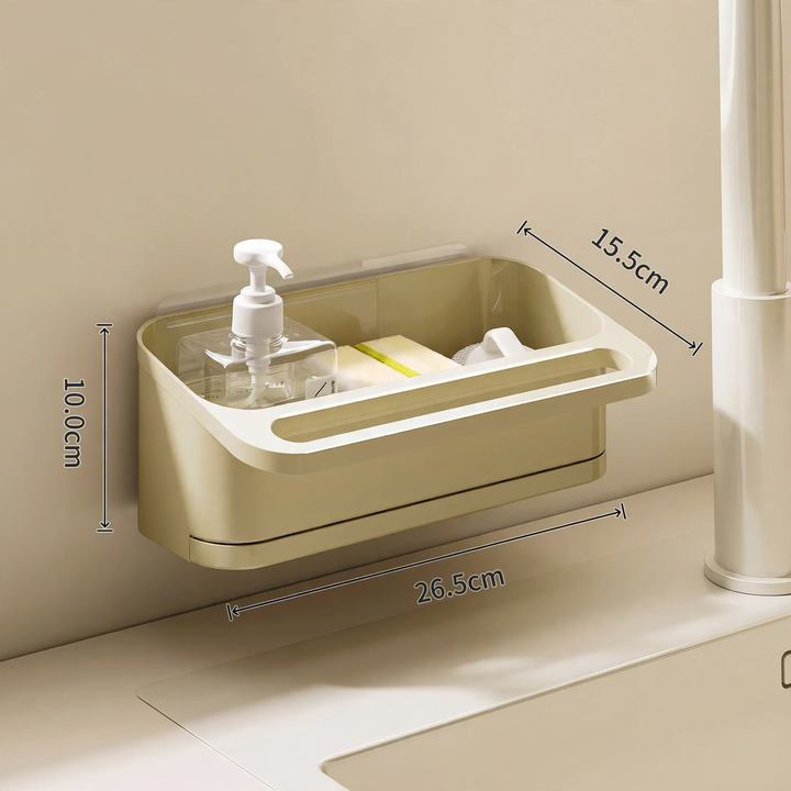 Wall-mounted sink shelf with drip area