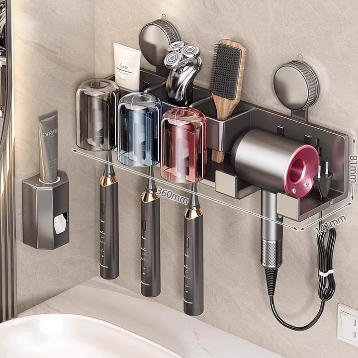 Suction cup holder for hair dryer and bathroom accessories