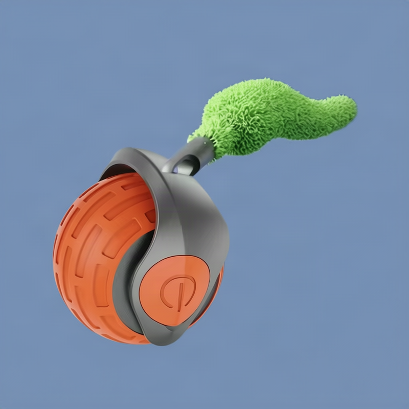 Rubber play ball for dogs with tail