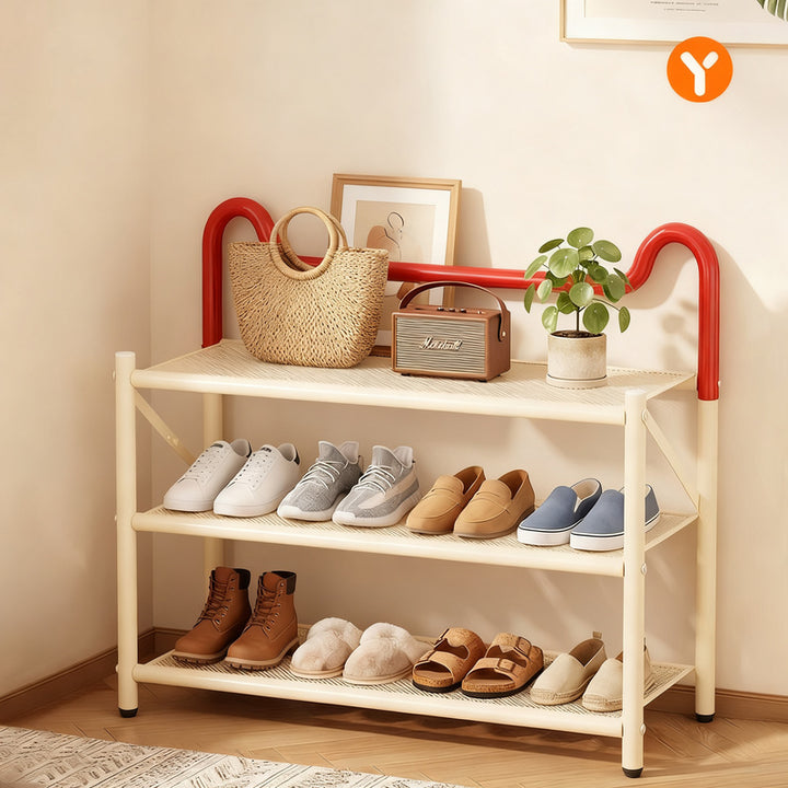 Foldable shoe rack made of metal, 3–5 tiers