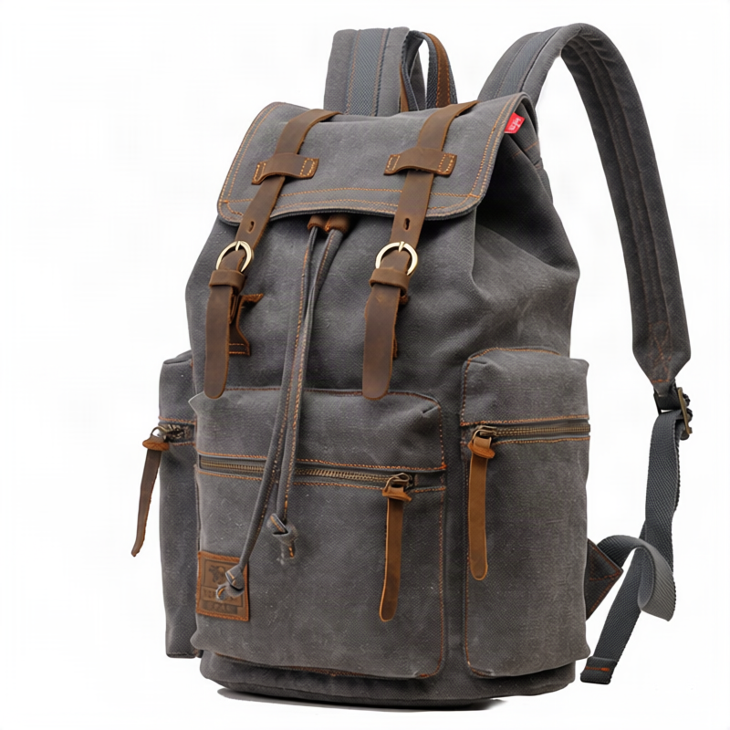 Linen backpack, 36–55 L, 15.6 inches, in vintage style