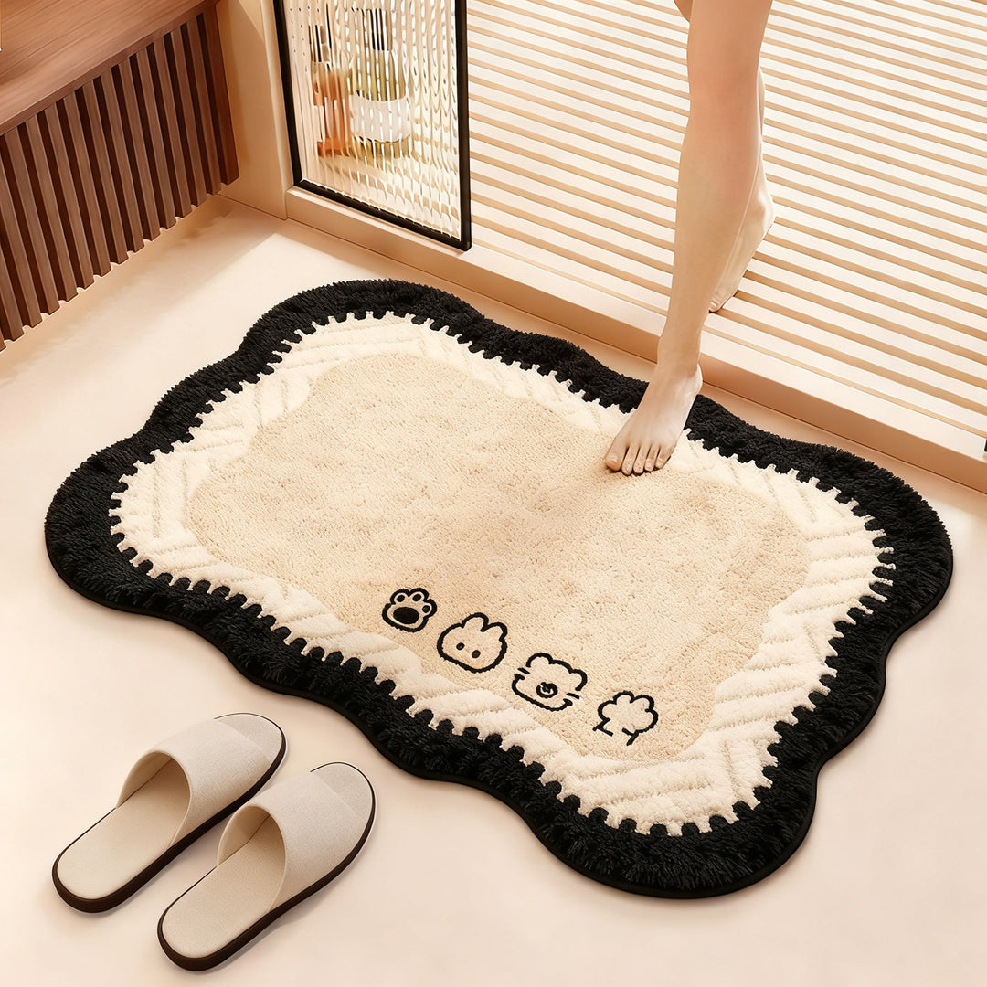Bathroom mat made of faux fur, washable