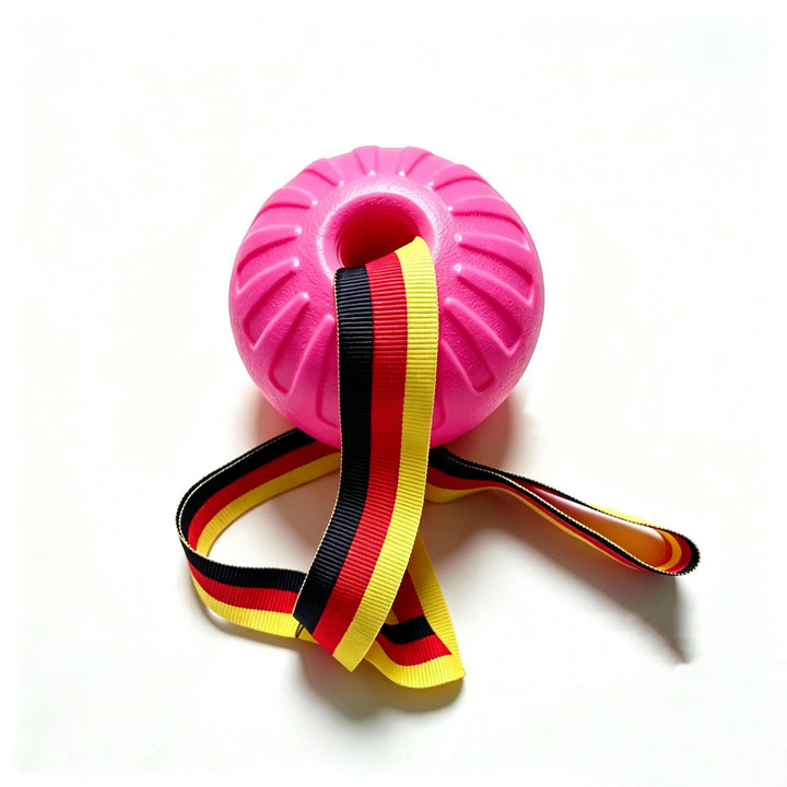 Rubber play ball for dogs with tail