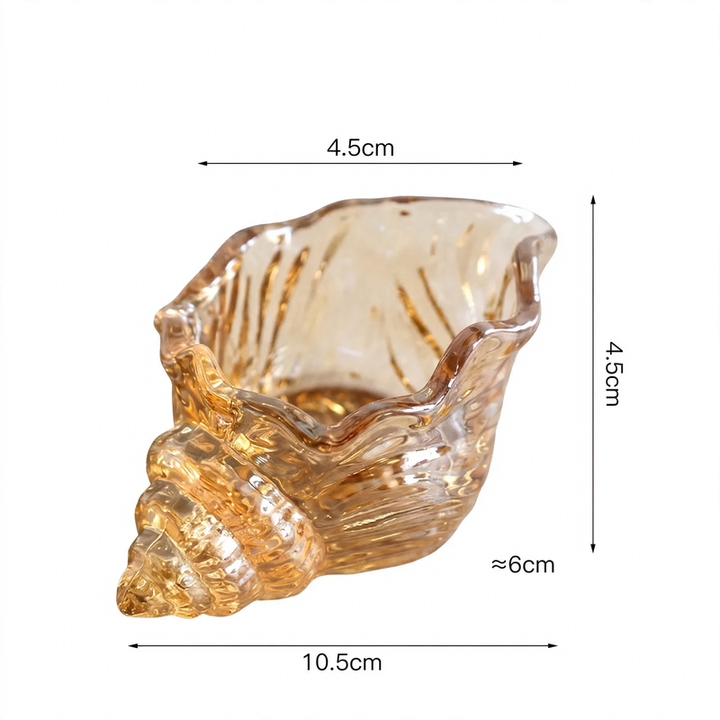 Glass candle holder shell shape, high borosilicate glass