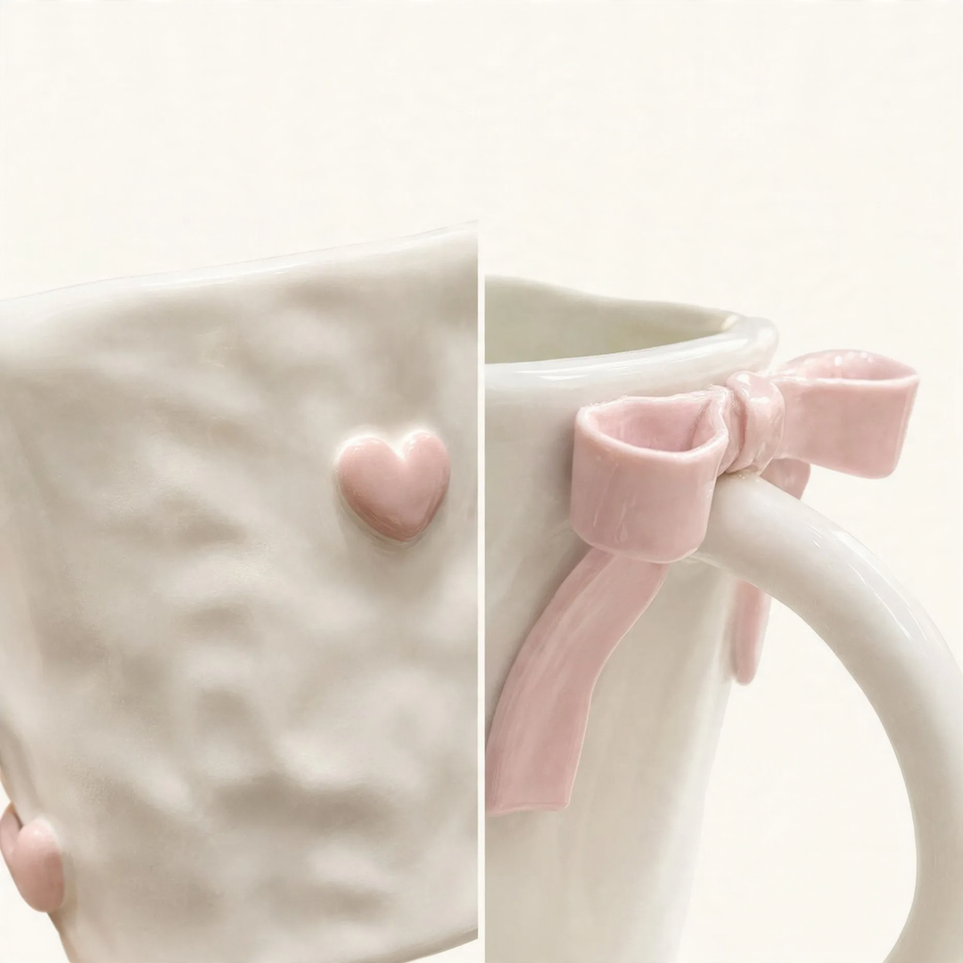 Ceramic coffee mug with bow, 350 ml