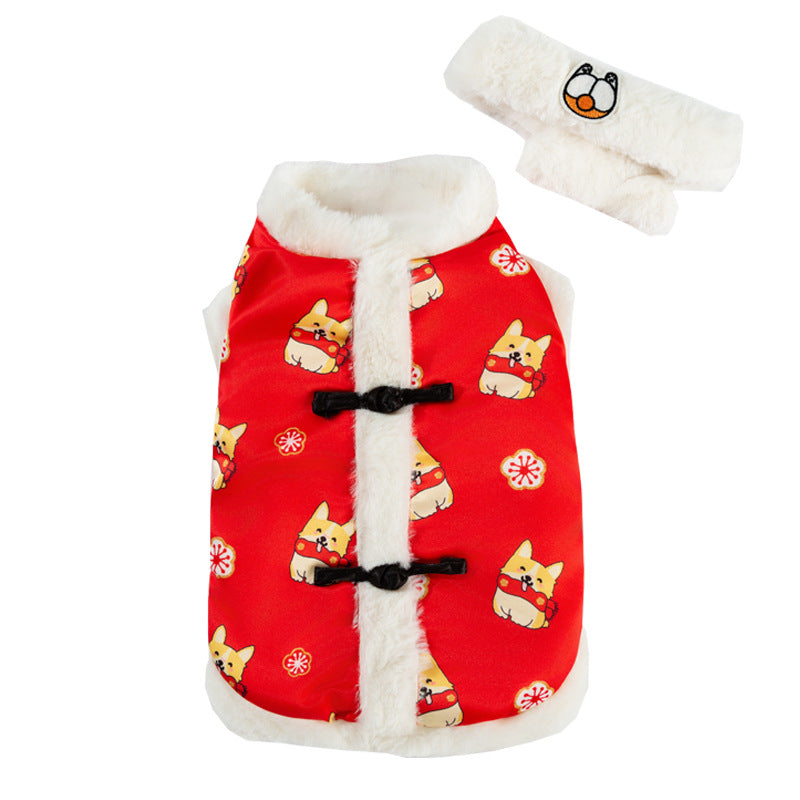 Chinese holiday vest for dogs, silk