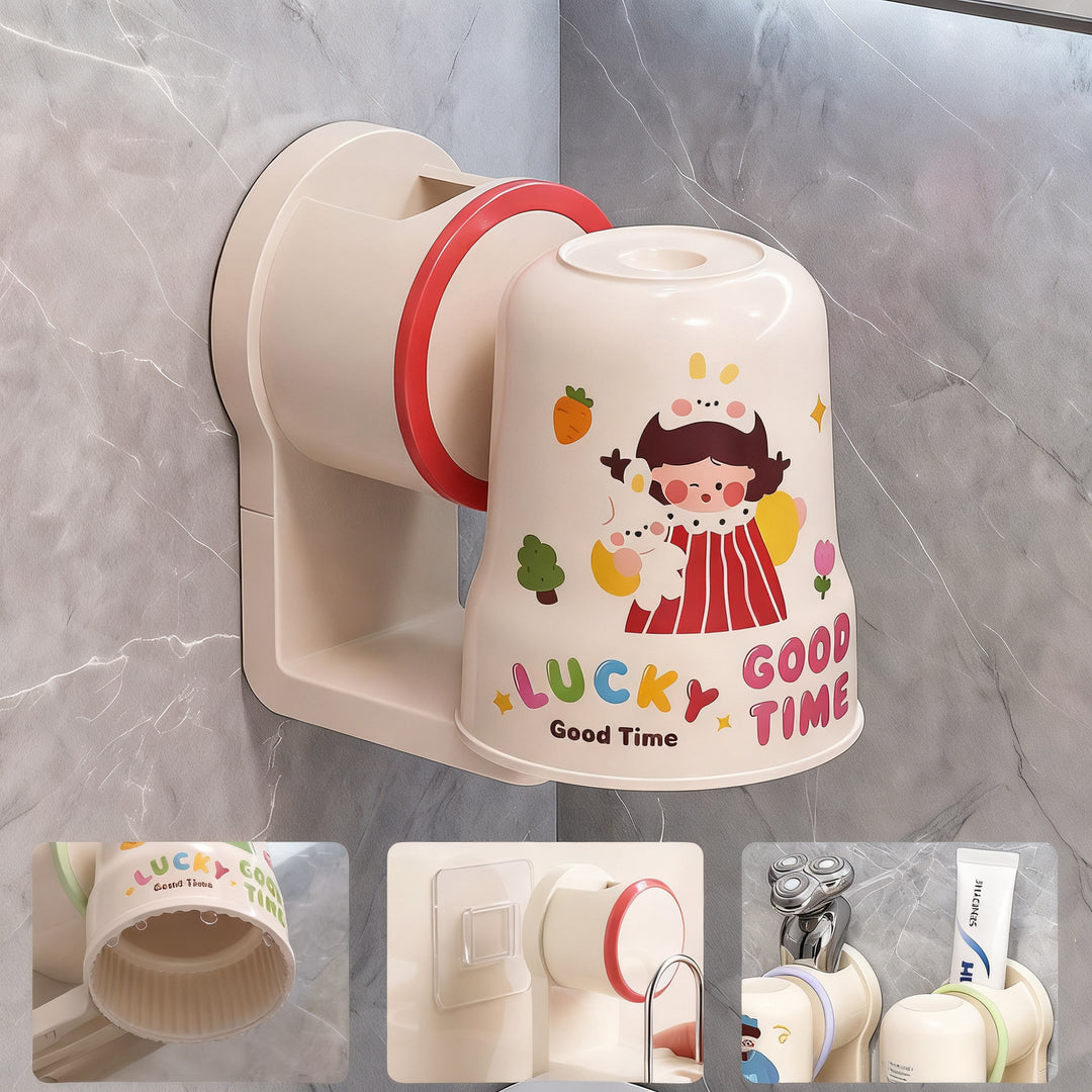Toothbrush holder for sticking with toothbrush cup