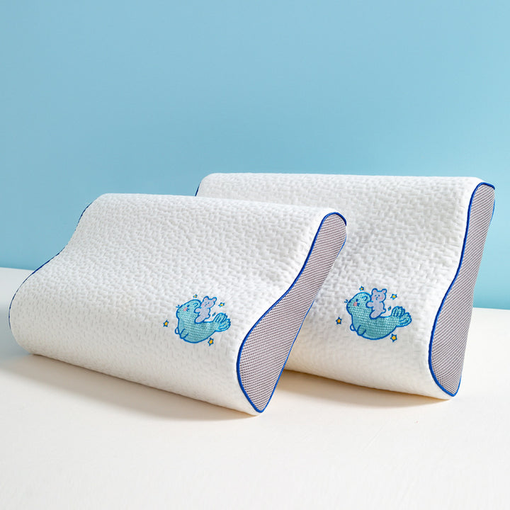 Memory foam neck support pillow, wave cut