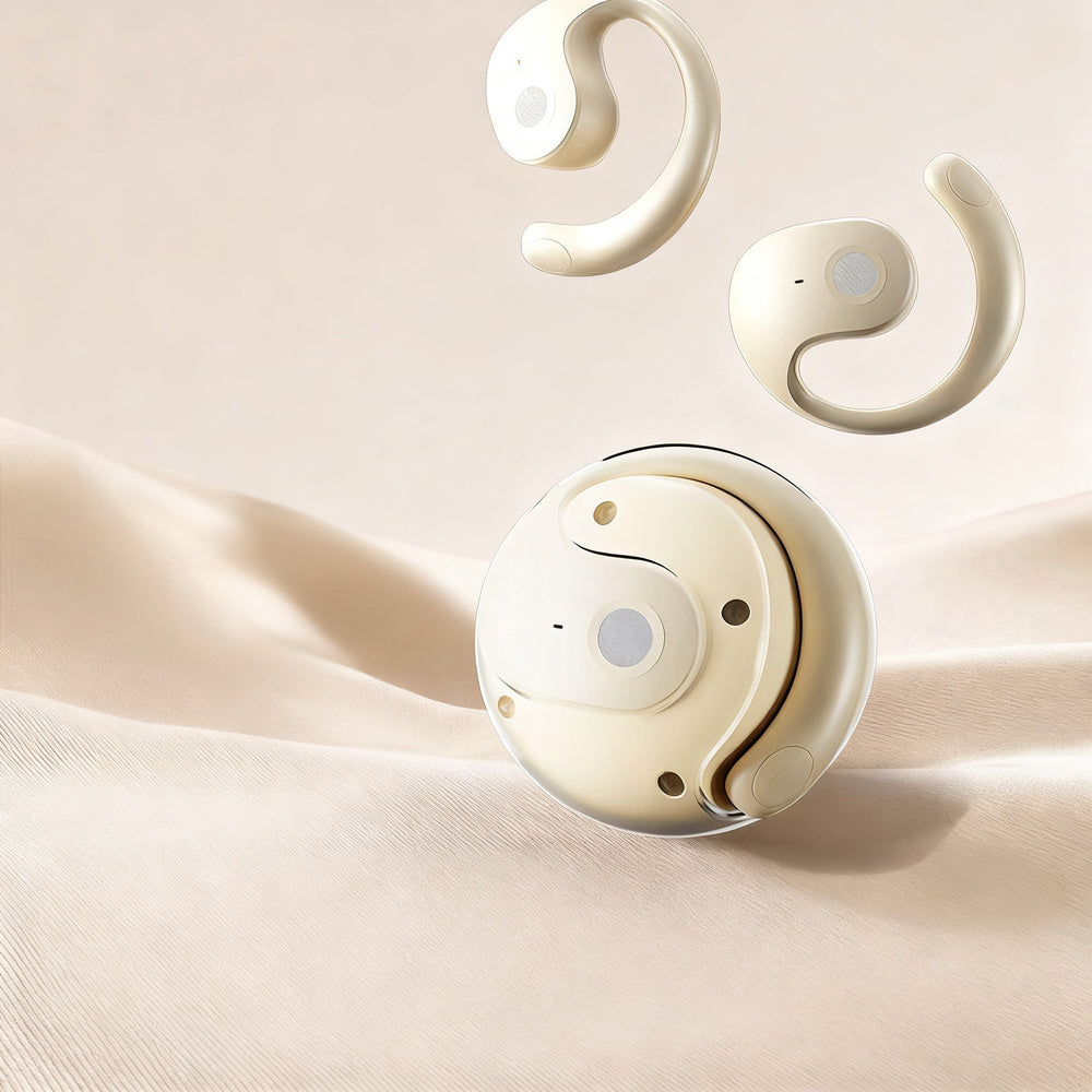 Bluetooth earbuds, open-ear design, sporty