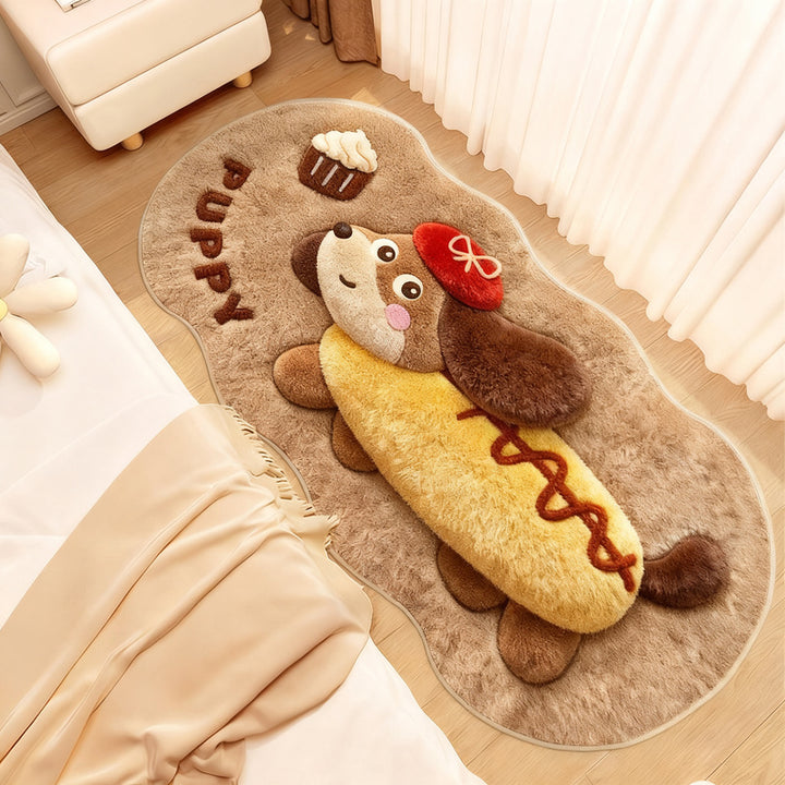 Animal motif bath mat, synthetic fur, washable