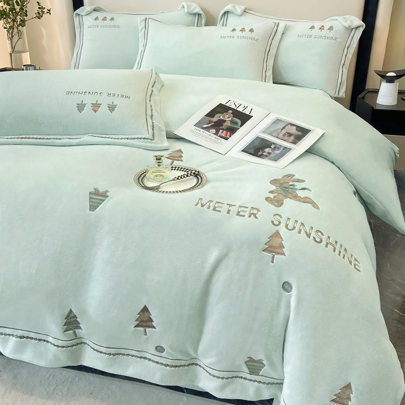 Winter bedding set made of milk fiber, 4-piece
