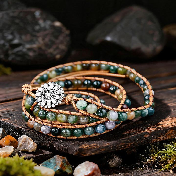 Wrap bracelet made of natural stones