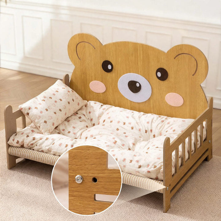 Wood Pet Bed with Integrated Ladder