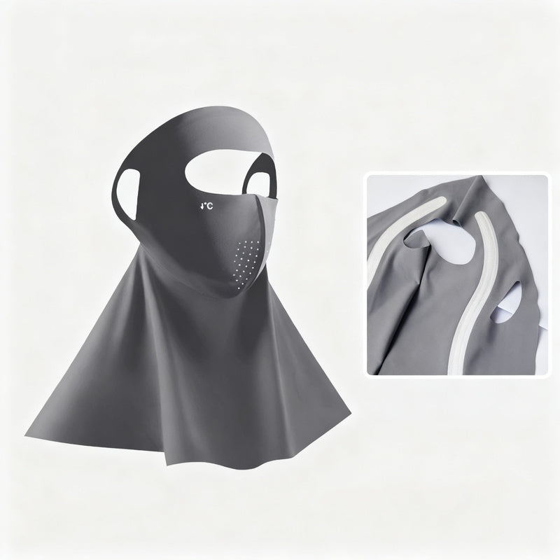 UV protection face mask with ear loops and neck protection