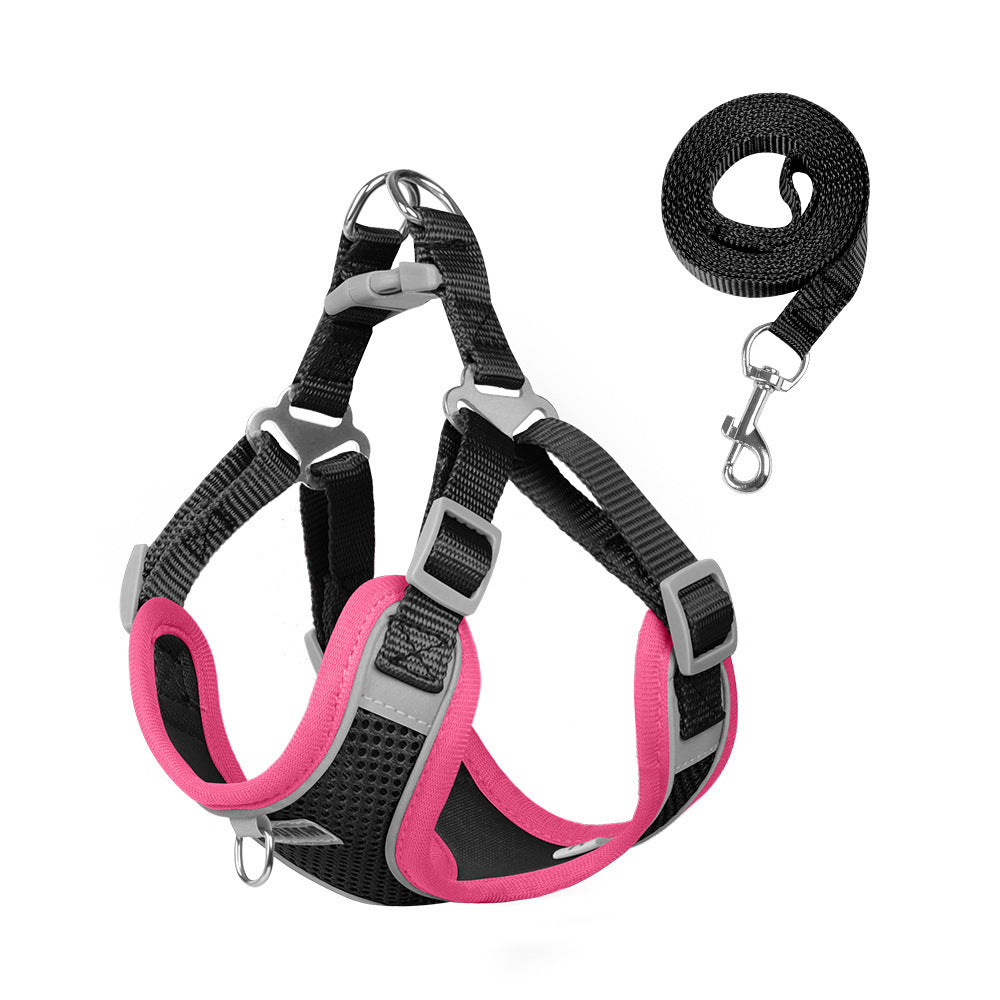 Dog harness made of fabric with leash, XS to XL