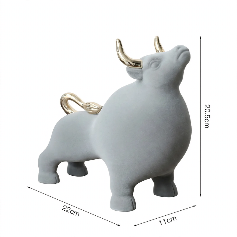 Modern decorative figure made of resin with velvet surface