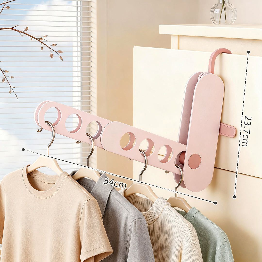 Foldable laundry rack made of plastic, 7 hooks