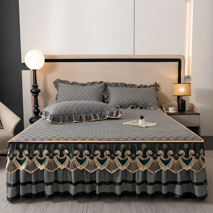 Bed skirt with ruffles, cotton, 1.8 m bed