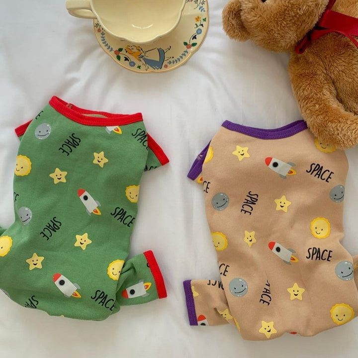 Dog overall with four legs made of fleece