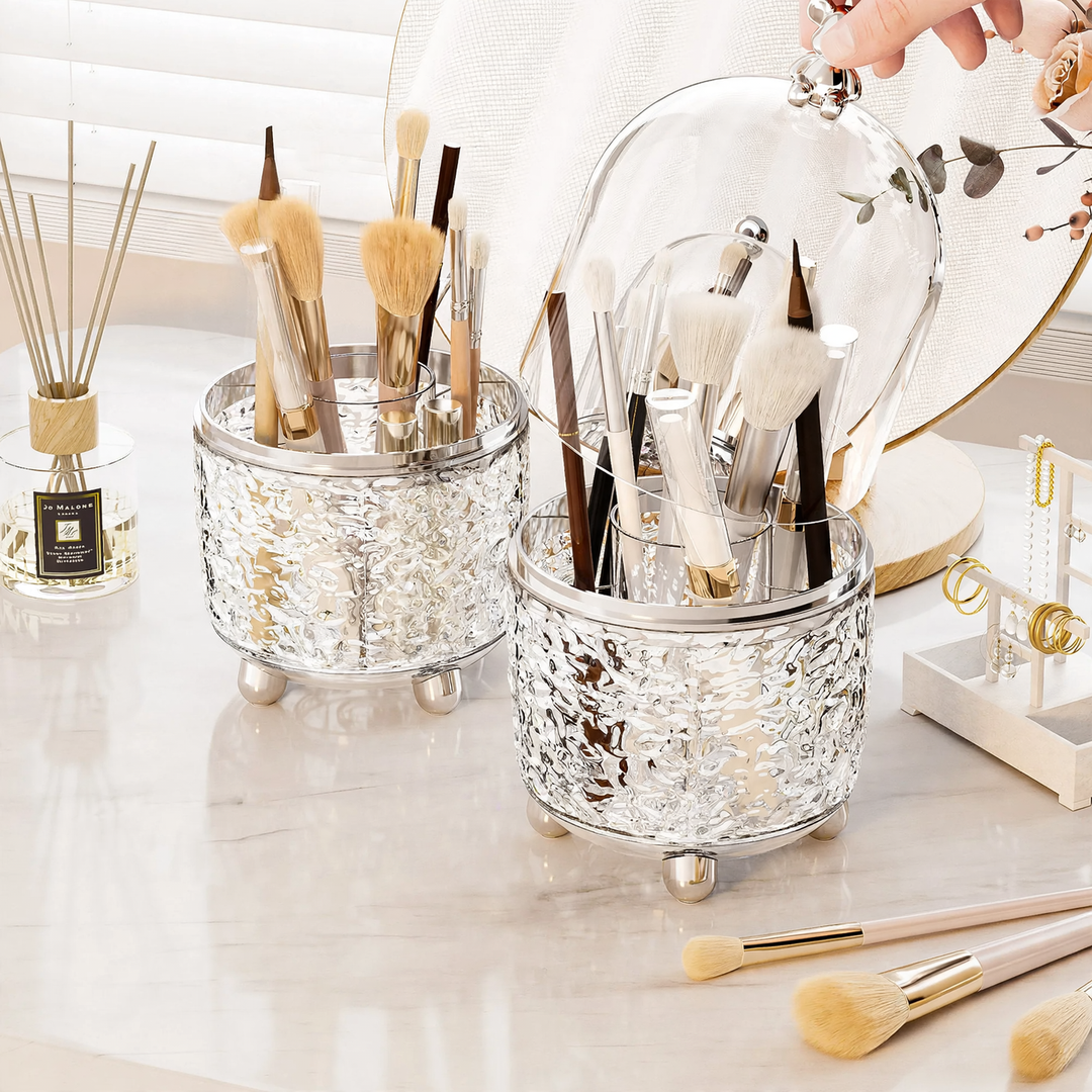 Rotatable cosmetic organizer with dust protection, 8 L
