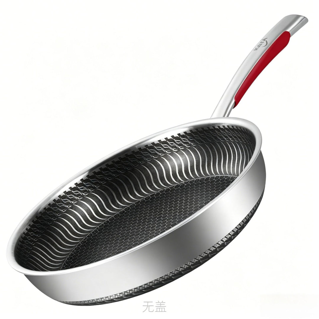 Stainless steel frying pan with glass lid
