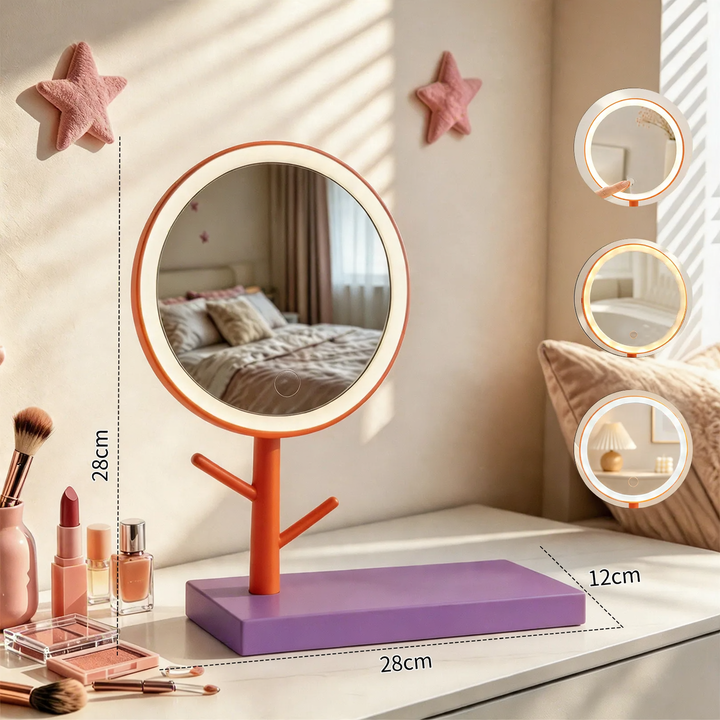LED makeup mirror with stand and phone holder