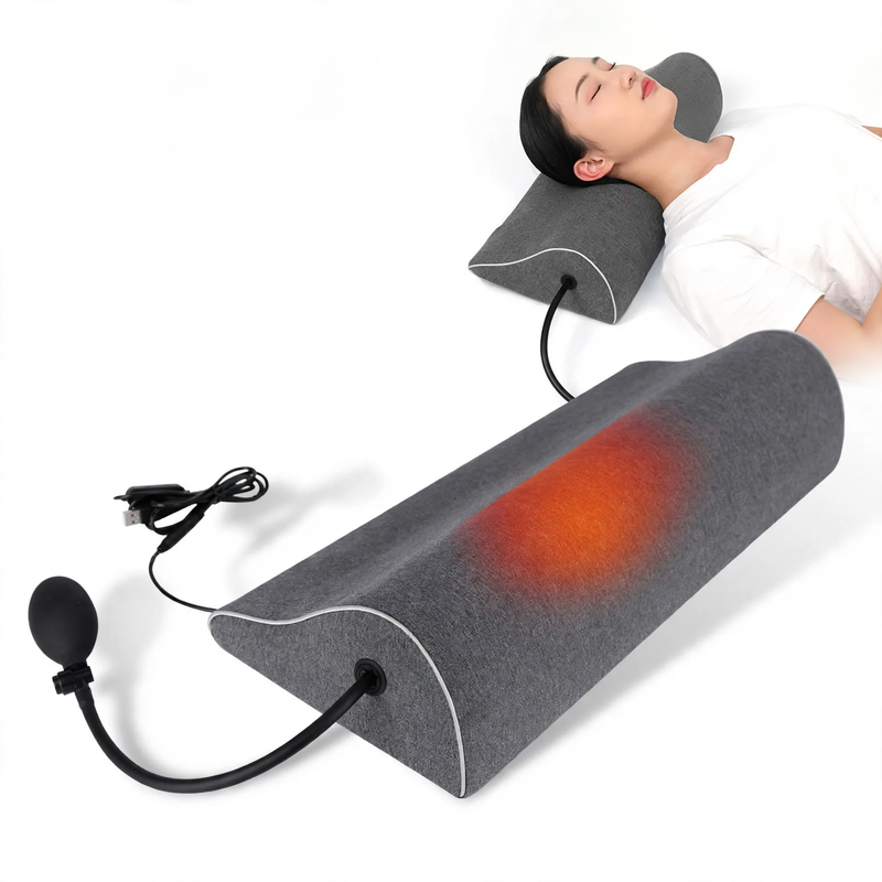 Inflatable neck support cushion with heating function