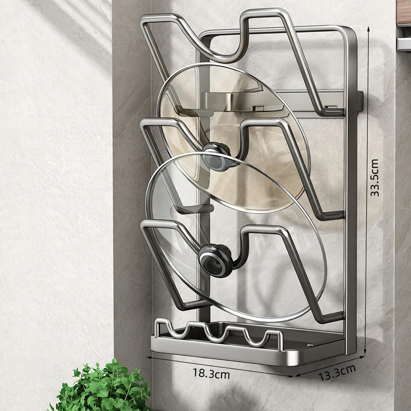 Pot lid and cooking spoon holder, wall and table version