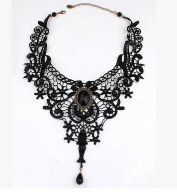 Fabric choker necklace, black, red or white