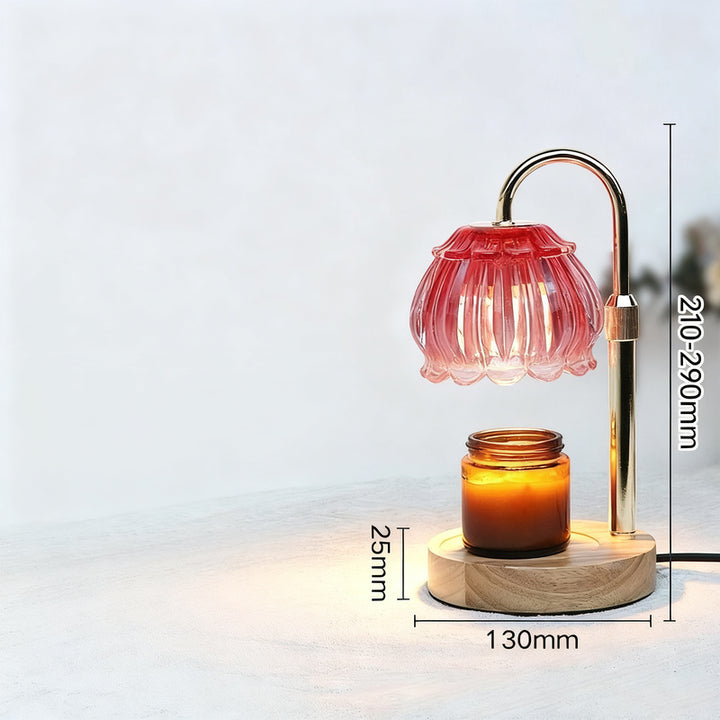 Wax melting lamp with wooden base