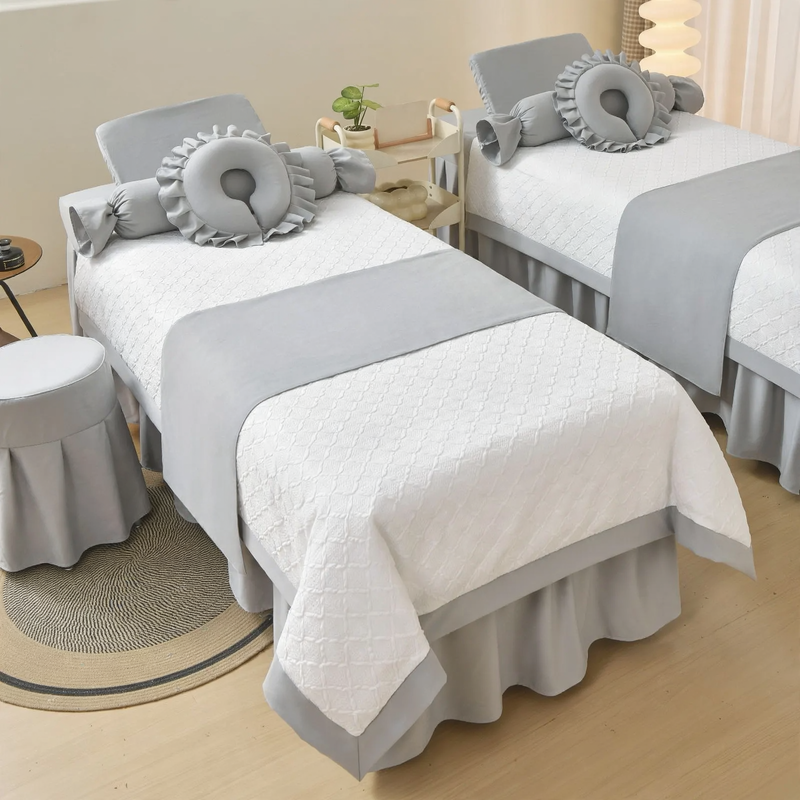 Luxury bed linen set for spa and cosmetics
