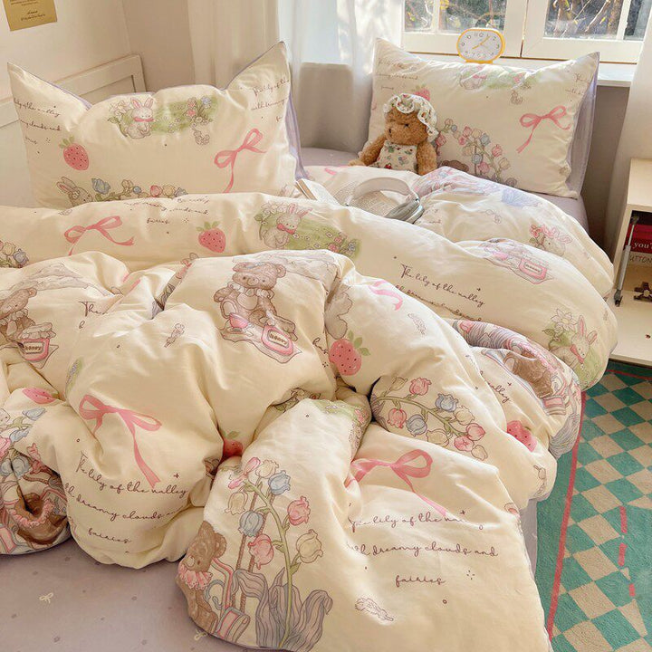 Cotton bedding with cartoon motifs, 4-piece