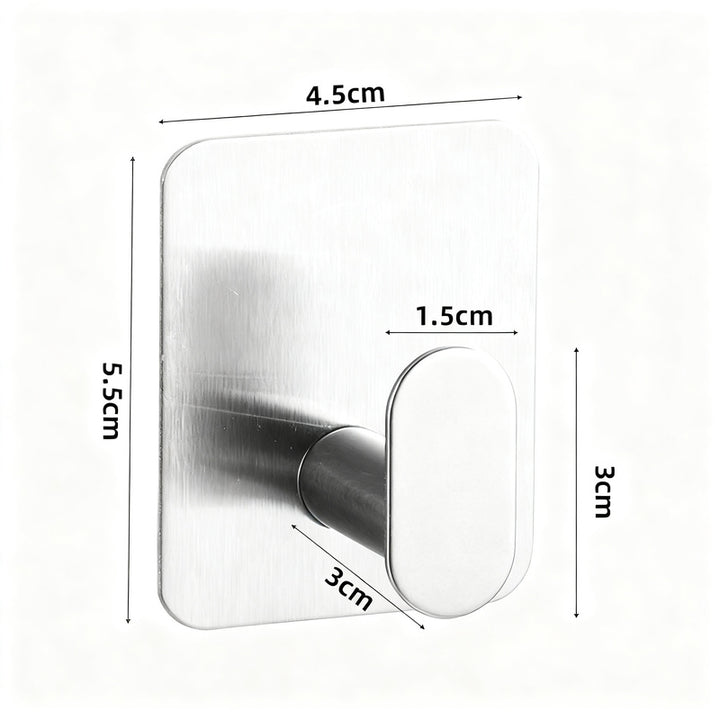 Stainless steel hook with suction cup or adhesive surface