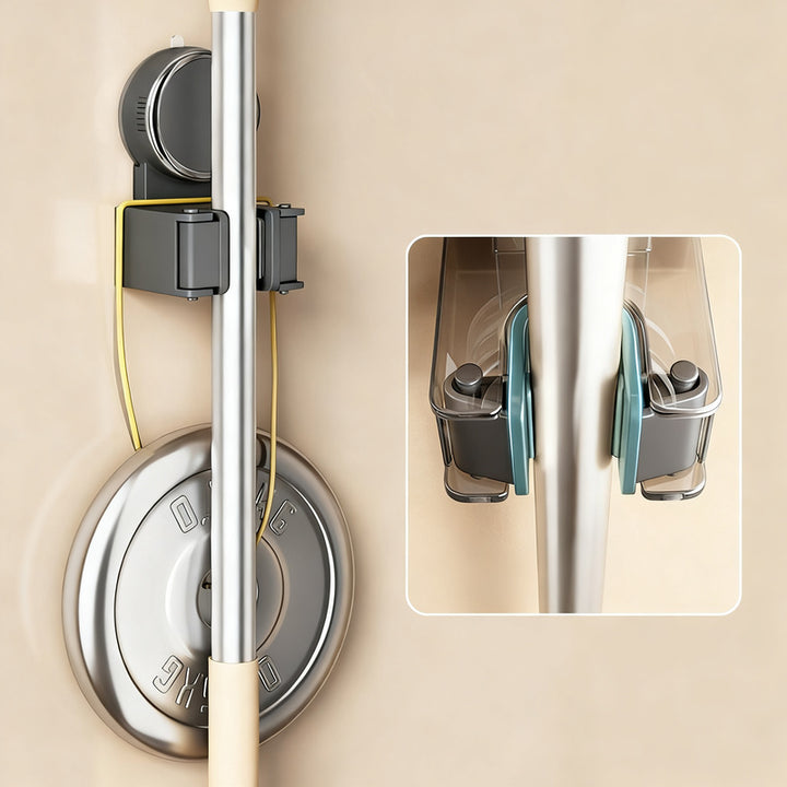 Suction cup holder for brooms and cloths, ABS