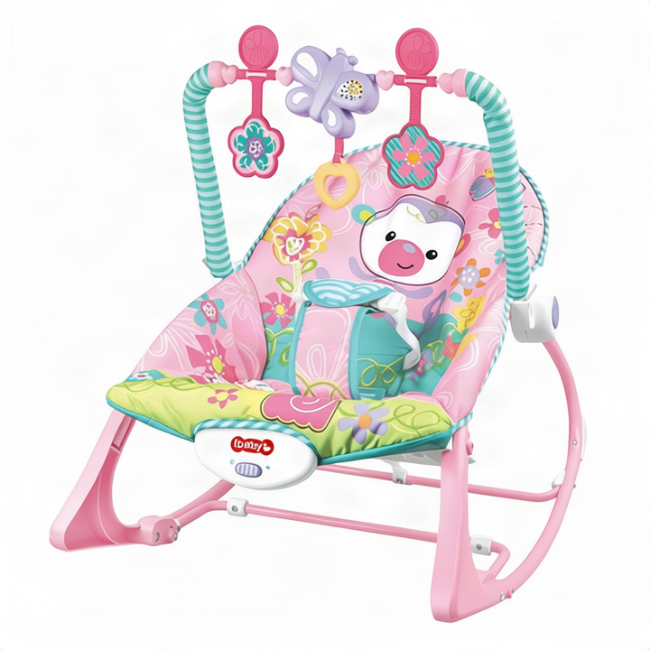 Baby bouncer with music and toys, from birth