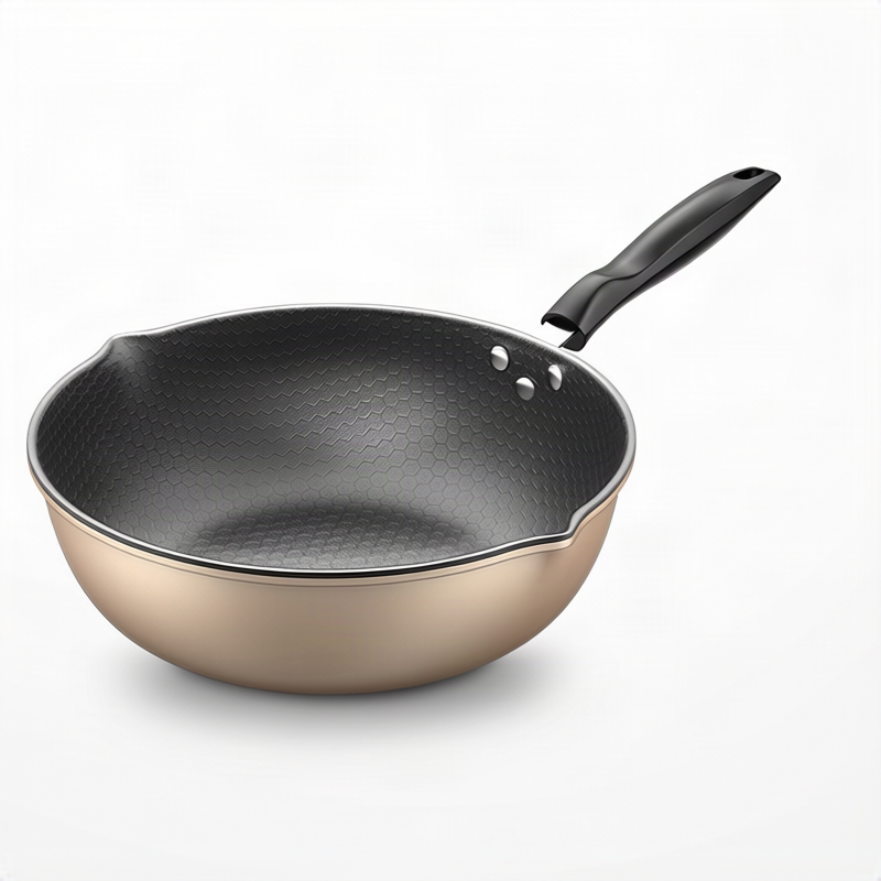 Non-stick frying pan with honeycomb pattern