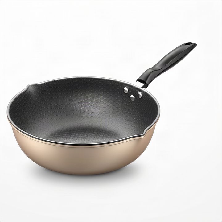 Non-stick frying pan with honeycomb pattern