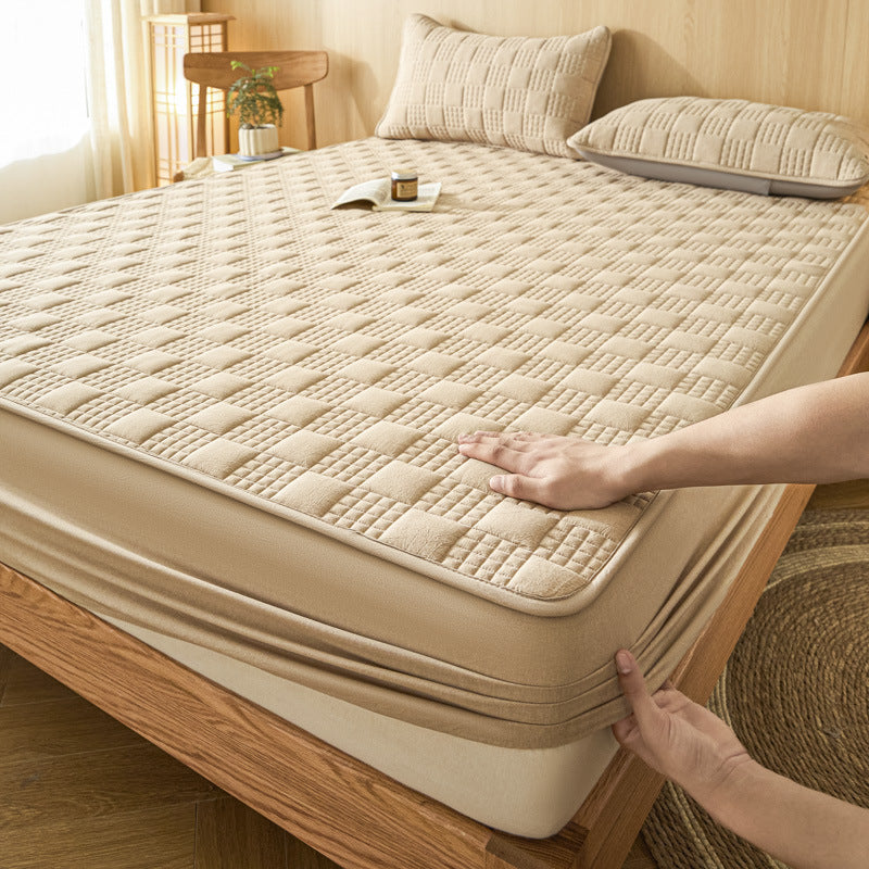 Waterproof cotton fitted sheet with padding