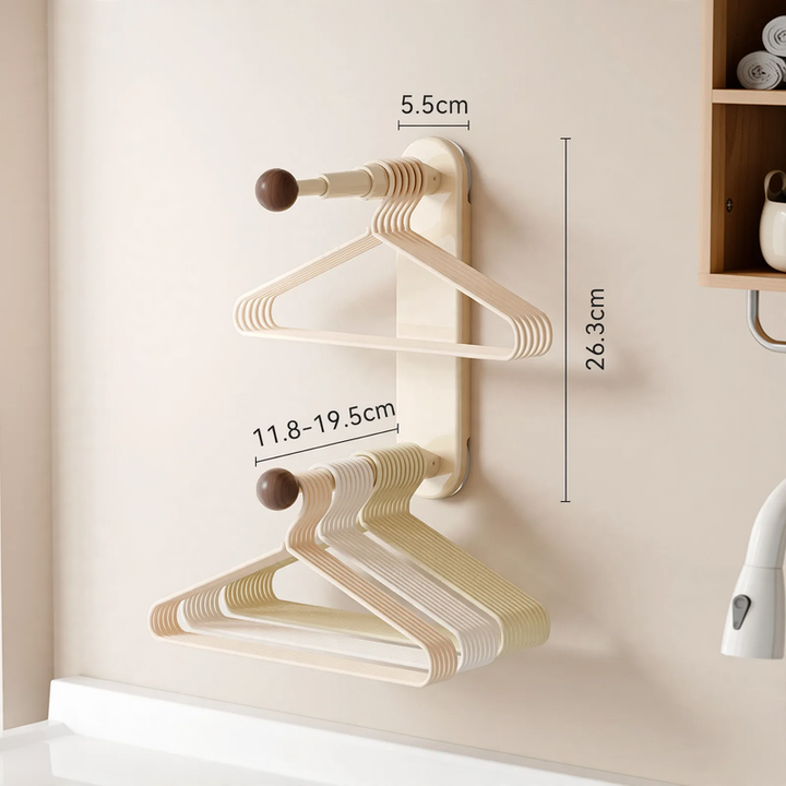 Extendable clothes rail, wall-mounted, without drilling