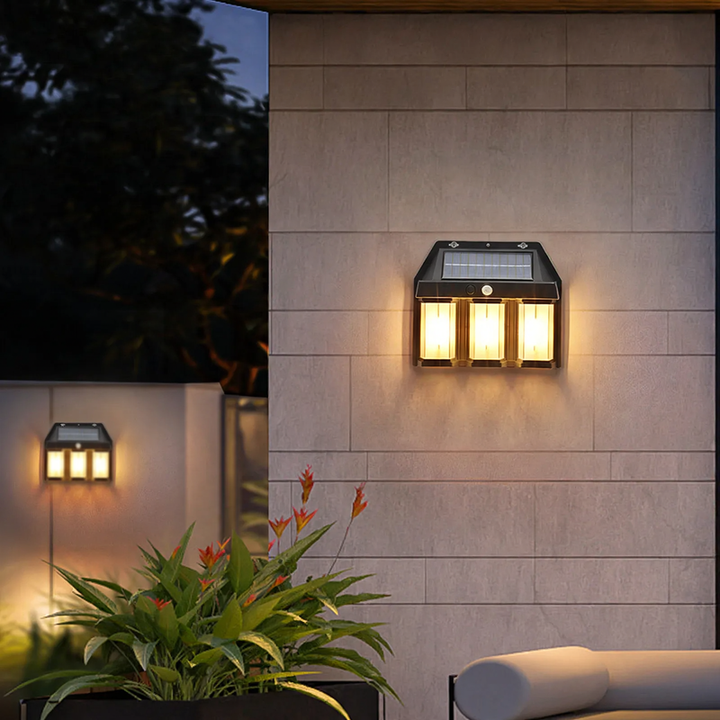 Solar wall light with motion sensor for outdoor