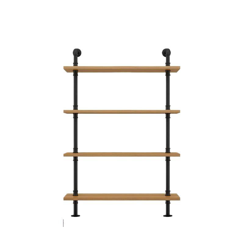 Wooden wall shelf, 140–240 cm, with metal brackets