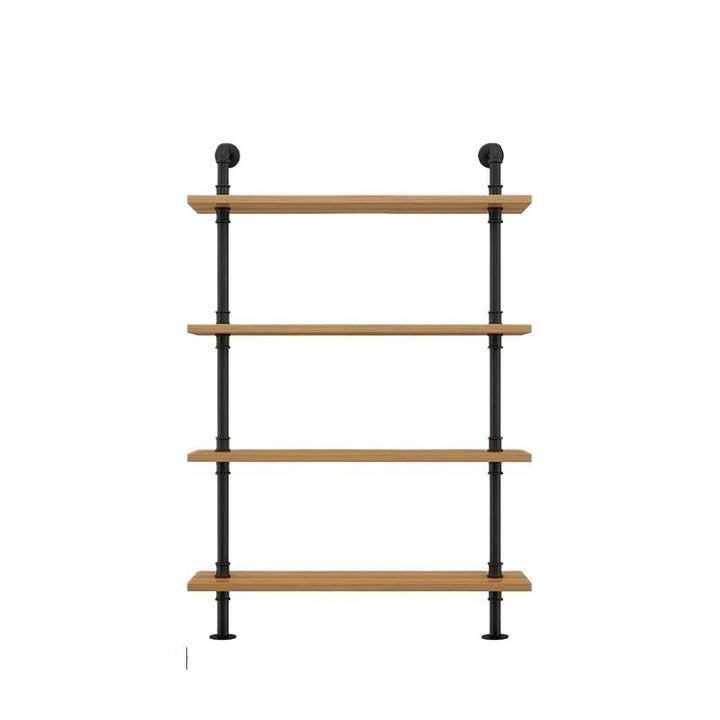 Wooden wall shelf, 140–240 cm, with metal brackets
