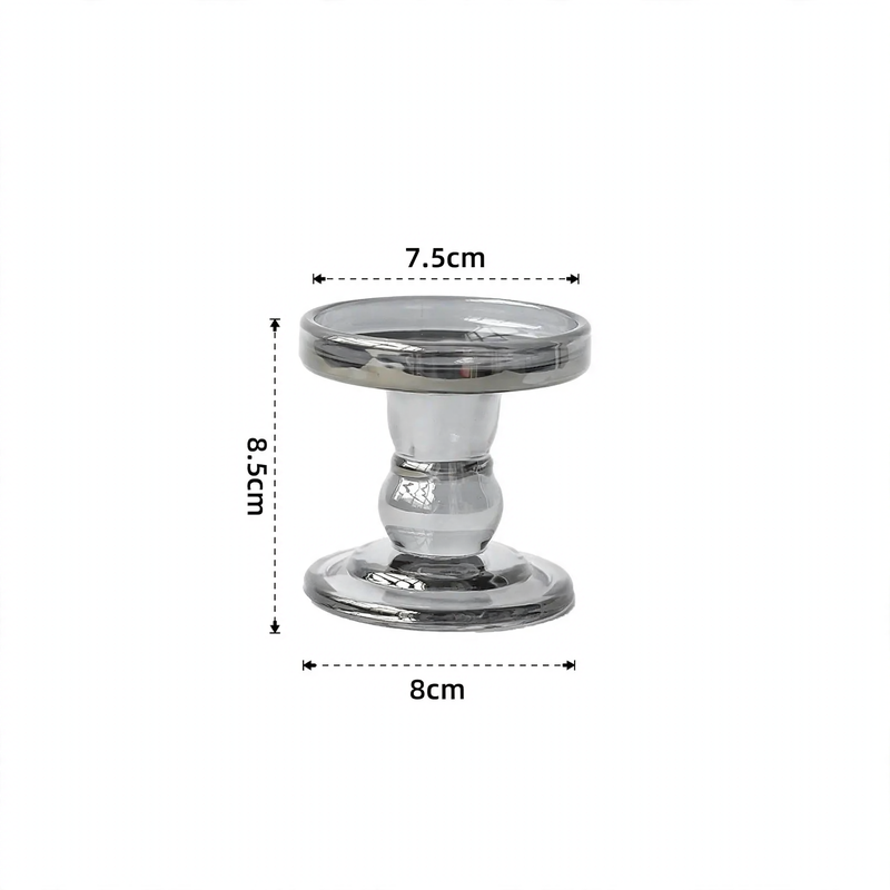 Glass candle tray with pillar base, modern