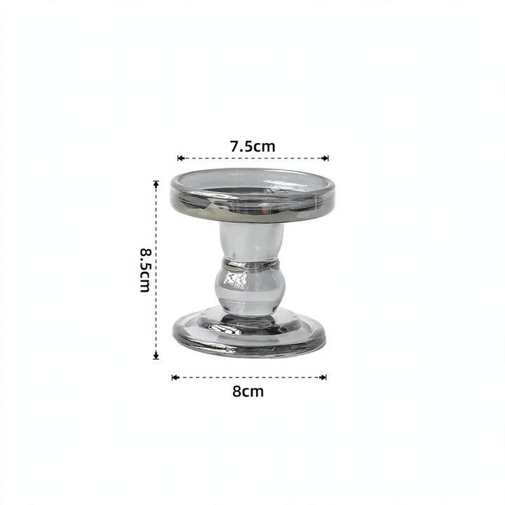Glass candle tray with pillar base, modern
