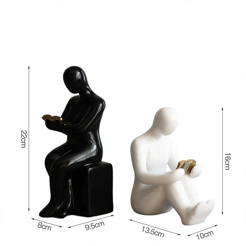Bookend Ceramic, Reading Figure, Nordic