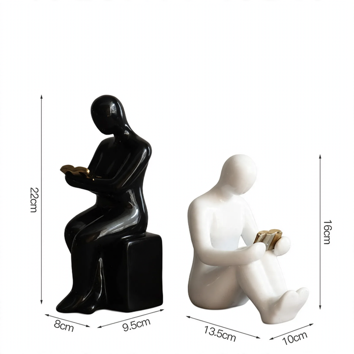 Bookend Ceramic, Reading Figure, Nordic