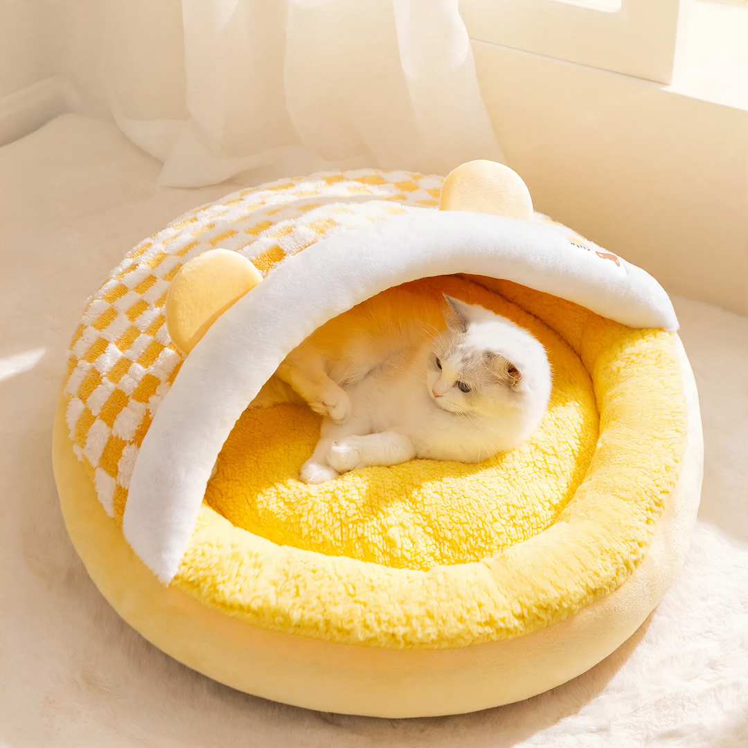 Half-open cat bed, warming