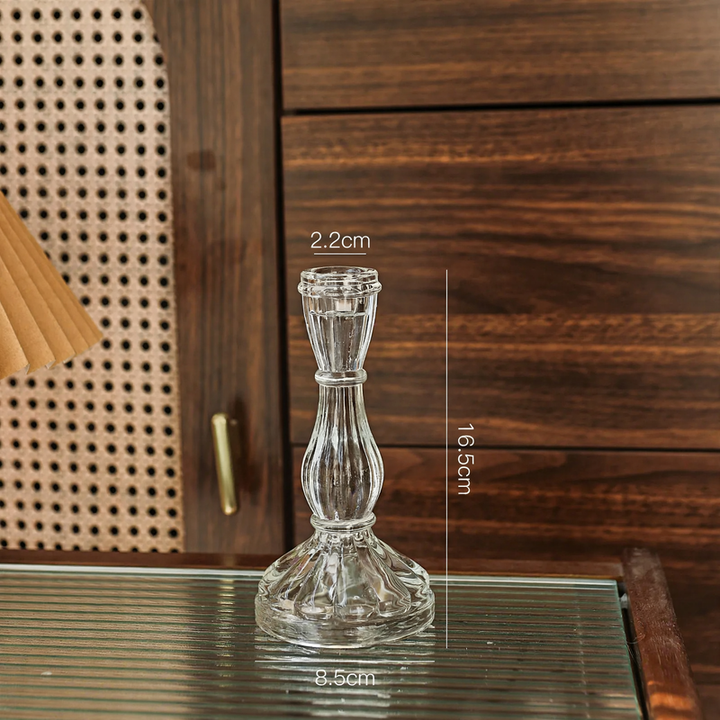 Glass candle holder with crystal cut, European style