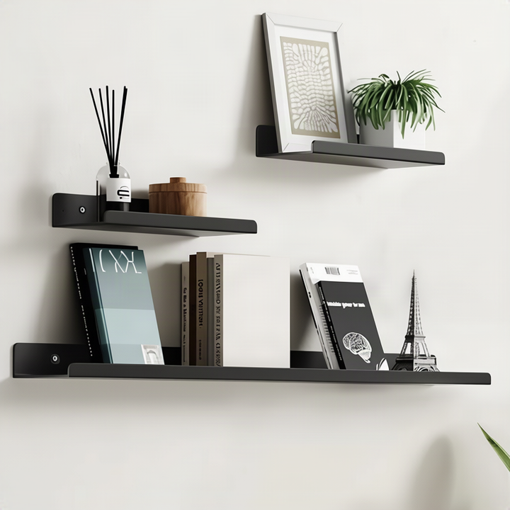 Acrylic wall shelf, black, no drilling